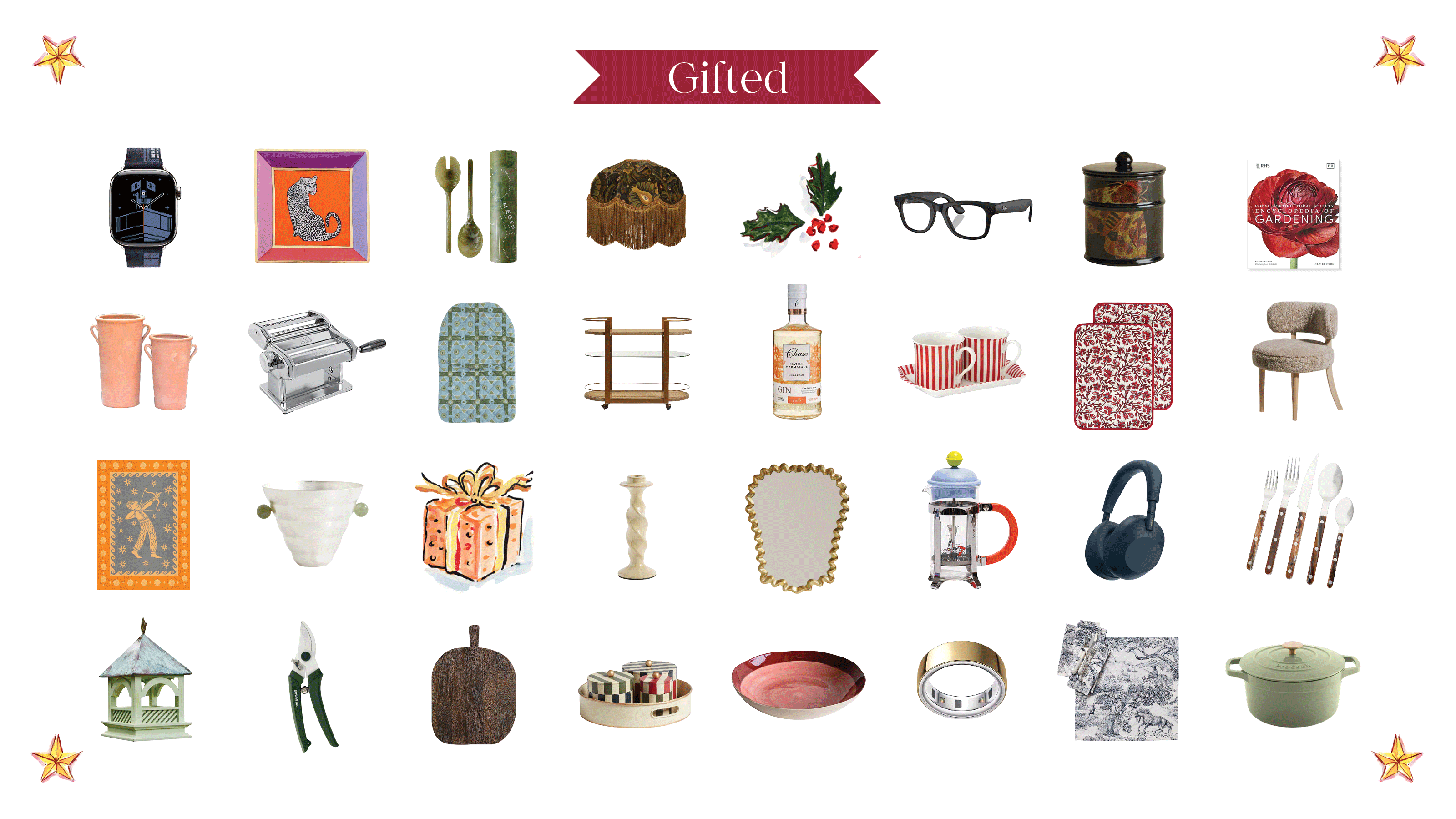 Cut out images of 24 gifts on a page