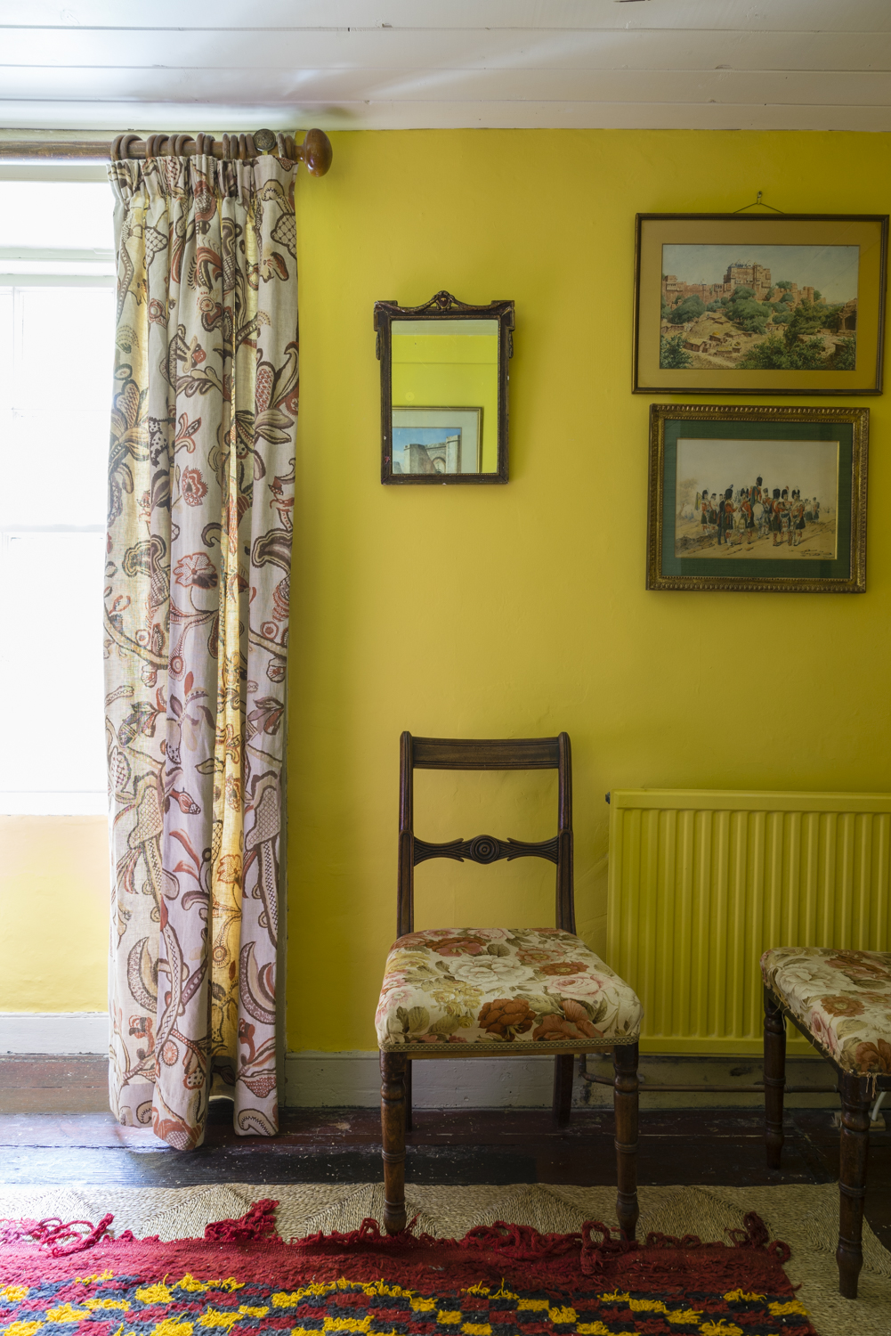 how to paint a radiator with yellow room in Babouche by Farrow & Ball