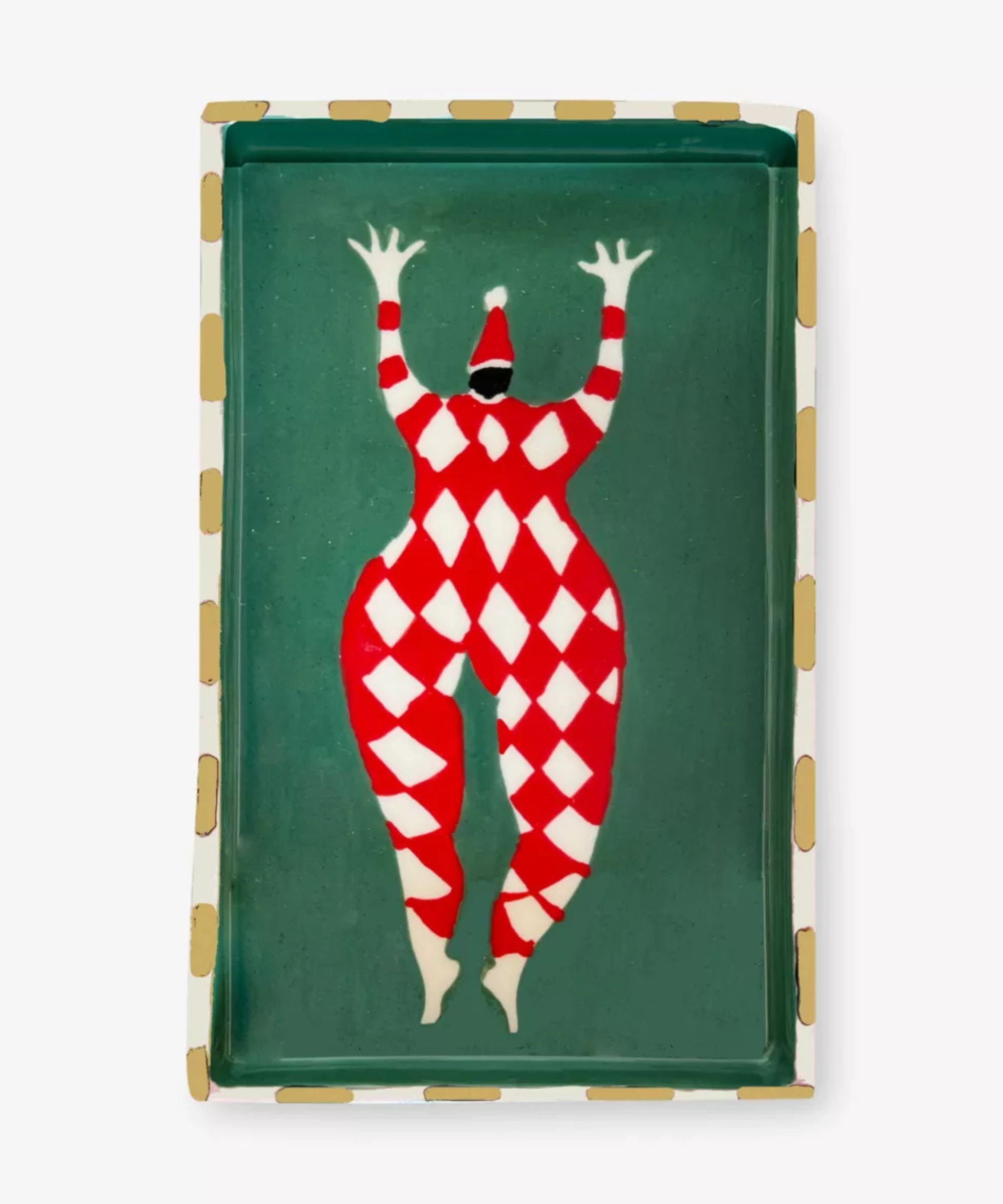 Green and red decorative tray