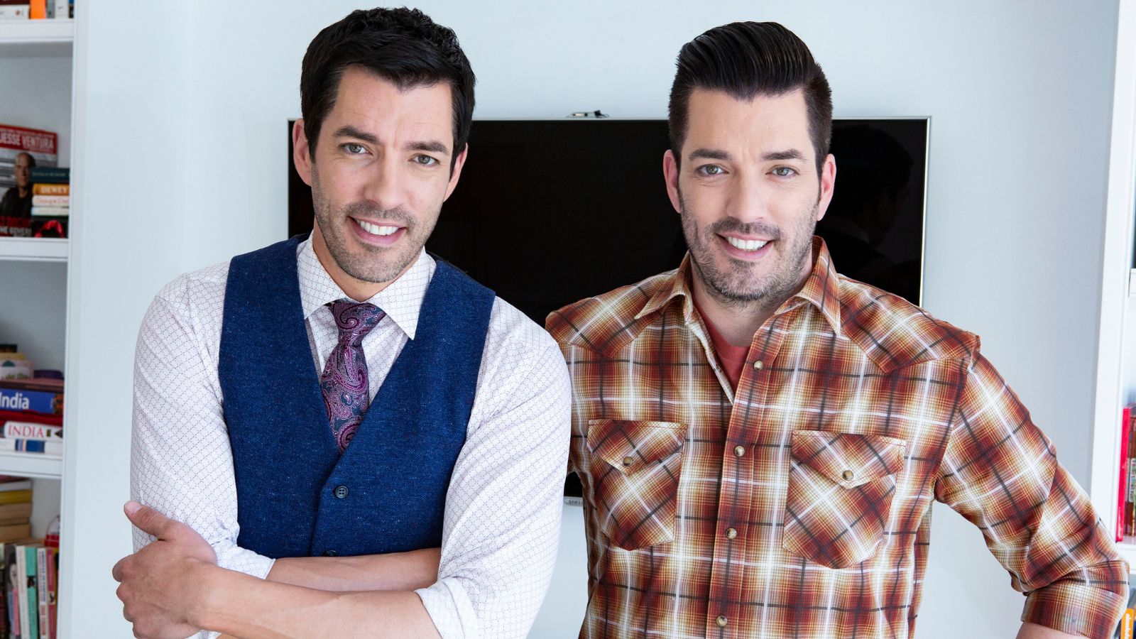 drew and johnathan scott on a white background